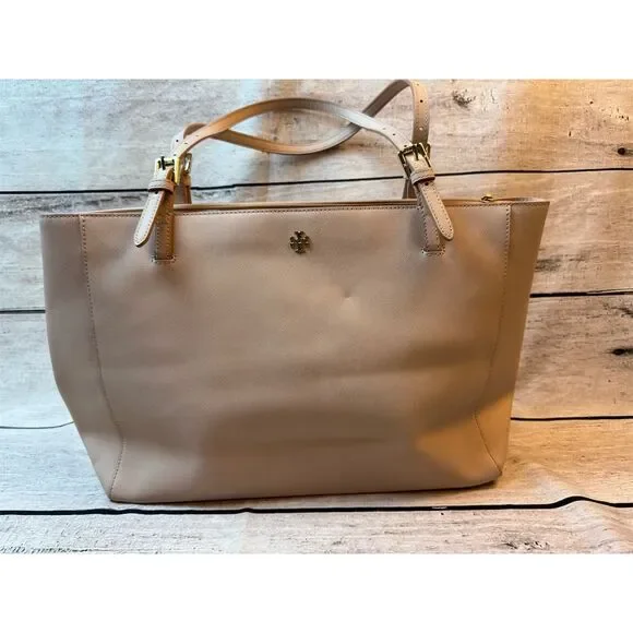 Tory Burch Women's Light Beige Leather Tote Bag Casual Saffaino Blush beautiful - Picture 1 of 14